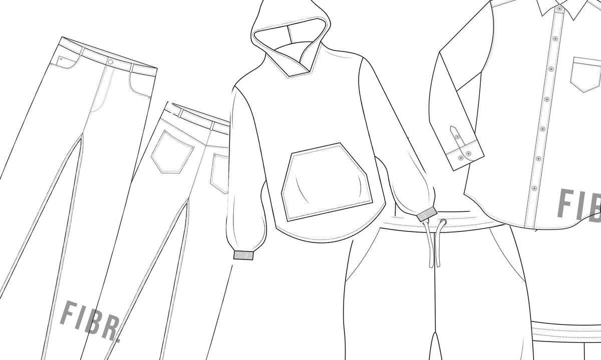 Vector Track Pants + Size Spec Sheet / TechPack template / Technical  Drawings / Fashion CAD / Flat sketch