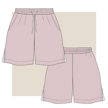Load image into Gallery viewer, technical drawing,active wear tech pack, activewear fashion drawing, activewear design, sports shorts design, short technical drawing, fashion flat, pants top technical drawing, technical drawing pajama pants,relaxed pants tech pack, fashion drawing, fashion resources, tech pack, tech pack templates