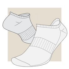 Load image into Gallery viewer, technical drawing, ankle socks technical drawing, sport socks technical drawing, ankle socks fashion vector, tech pack download, technical drawing ankle socks, garment design, fashion vector, socks fashion flat