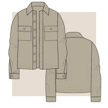Load image into Gallery viewer, denim jacket technical drawing, denim jacket vector, jacket technical drawing, jacket fashion vector, jacket tech pack, tech pack templates, garment design, custom technical drawings