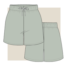 Load image into Gallery viewer, technical drawing, relaxed shorts technical drawing, relaxed shorts fashion vector, tech pack download, technical drawing relaxed shorts, garment design, fashion vector, relaxed shorts fashion flat, Fibr, fashion, sportswear, small business, start-up, production, sampling