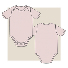 Load image into Gallery viewer, baby onesie, technical drawing baby onesie, tech pack, technical drawing onesie, kids technical drawing, fashion technical drawings, baby onesie fashion drawing, tech pack templates