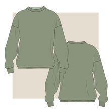 Load image into Gallery viewer, technical drawing, crew jumper, fashion illustration, fibr, unisex jumper drawing, tech pack australia, tech pack apparel, slow fashion, fast fashion