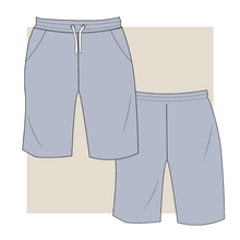 Load image into Gallery viewer, fashion drawing, vector image, casual shorts drawing, tech pack, fashion tech pack. tech pack template, fashion vector, garment tech, fashion flat, menswear, shorts