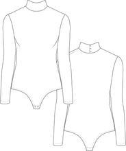 Load image into Gallery viewer, bodysuit technical drawing, bodysuit fashion flat, bodysuit fashion flat,fashion resources, start up fashion, sampling, production, tech pack template, tech pack templates, fashion templates, fashion advice for small brands