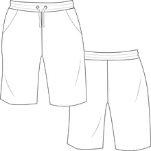 Load image into Gallery viewer, fashion drawing, vector image, casual shorts drawing, tech pack, fashion tech pack. tech pack template, fashion vector, garment tech, fashion flat