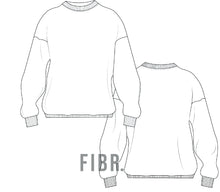 Load image into Gallery viewer, technical drawing, crew jumper, fashion illustration, fibr, unisex jumper drawing, tech pack australia, tech pack apparel
