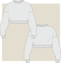 Load image into Gallery viewer, cropped jumper technical drawing, cropped jumper, technical drawings, tech pack drawing, jumper tech pack, cropped jumper technical drawing