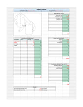 Load image into Gallery viewer, fashion costing sheet, costing template, fashion template. cost sheet, fashion tech pack, fashion cost sheet, garment design, apparel production, technical drawing, tech pack fashion