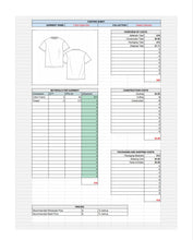 Load image into Gallery viewer, fashion costing sheet, costing template, fashion template. cost sheet, fashion tech pack, fashion cost sheet, garment design, apparel production, technical drawing, tech pack fashion