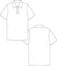 Load image into Gallery viewer, technical drawing, garment design, tech pack template, apparel tech pack, polo shirt tech pack template, fashion vector, garment design, fashion flat shirt, shirt fashion vector