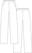 Load image into Gallery viewer, technical drawing, fashion flat, pants top technical drawing, technical drawing pajama pants,relaxed pants tech pack, fashion drawing, fashion resources, tech pack, tech pack templates