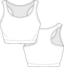 Load image into Gallery viewer, activewear template, activewear sampling, activewear bundle, activewear tech pack,tech pack template, apparel tech pack, tee shirt tech pack, womens tee tech pack, womens shirt technical drawing, womens tee vector, fashion resources, start up fashion, sampling, production, download tech pack, tech pack design, custom tech pack, fashion advice for small brands, sports bra tech pack, sports bra technical drawing