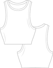 Load image into Gallery viewer, tech pack template, apparel tech pack, tee shirt tech pack, womens tee tech pack, womens shirt technical drawing, womens tee vector, fashion resources, start up fashion, sampling, production, download tech pack, tech pack design, customtop technical drawing, tank top vector, tank top design, tank top illustration, tech pack, fashion advice for small brands