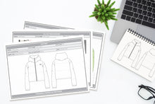 Load image into Gallery viewer, tech pack template, apparel tech pack, tee shirt tech pack, womens tee tech pack, womens shirt technical drawing, womens tee vector, fashion resources, start up fashion, sampling, production, download tech pack, tech pack design, custom tech pack, tech pack template, ai tech pack, fashion advice for small brands