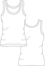Load image into Gallery viewer, activewear template, activewear sampling, activewear bundle, activewear tech pack,tech pack template, apparel tech pack, tee shirt tech pack, womens tee tech pack, womens shirt technical drawing, womens tee vector, fashion resources, start up fashion, sampling, production, download tech pack, tech pack design, custom tech pack, fashion advice for small brands, singlet tech pack, singlet technical drawing