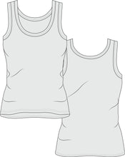 Load image into Gallery viewer, womens singlet vector, womens singlet technical drawing, singlet tech pack,tech pack template, apparel tech pack, tee shirt tech pack, womens tee tech pack, womens shirt technical drawing, womens tee vector, fashion resources, start up fashion, sampling, production, download tech pack, tech pack design, custom tech pack, fashion advice for small brands