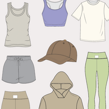 Load image into Gallery viewer, activewear template, activewear sampling, activewear bundle, activewear tech pack,tech pack template, apparel tech pack, tee shirt tech pack, womens tee tech pack, womens shirt technical drawing, womens tee vector, fashion resources, start up fashion, sampling, production, download tech pack, tech pack design, custom tech pack, fashion advice for small brands