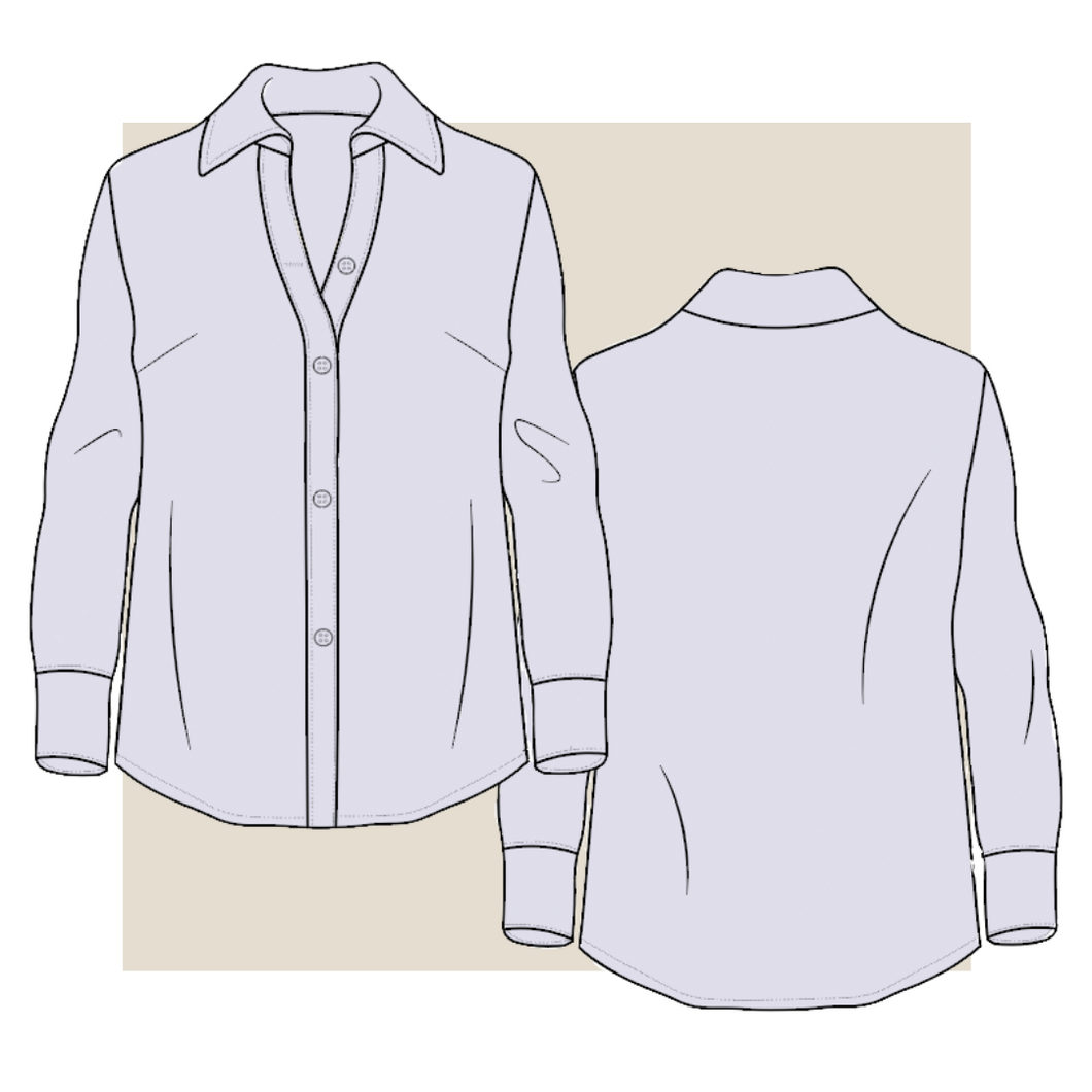Button down top shirt flat sketch
