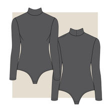 Load image into Gallery viewer, bodysuit technical drawing, bodysuit fashion flat, bodysuit fashion flat,fashion resources, start up fashion, sampling, production, tech pack template, tech pack templates, fashion templates, fashion advice for small brands
