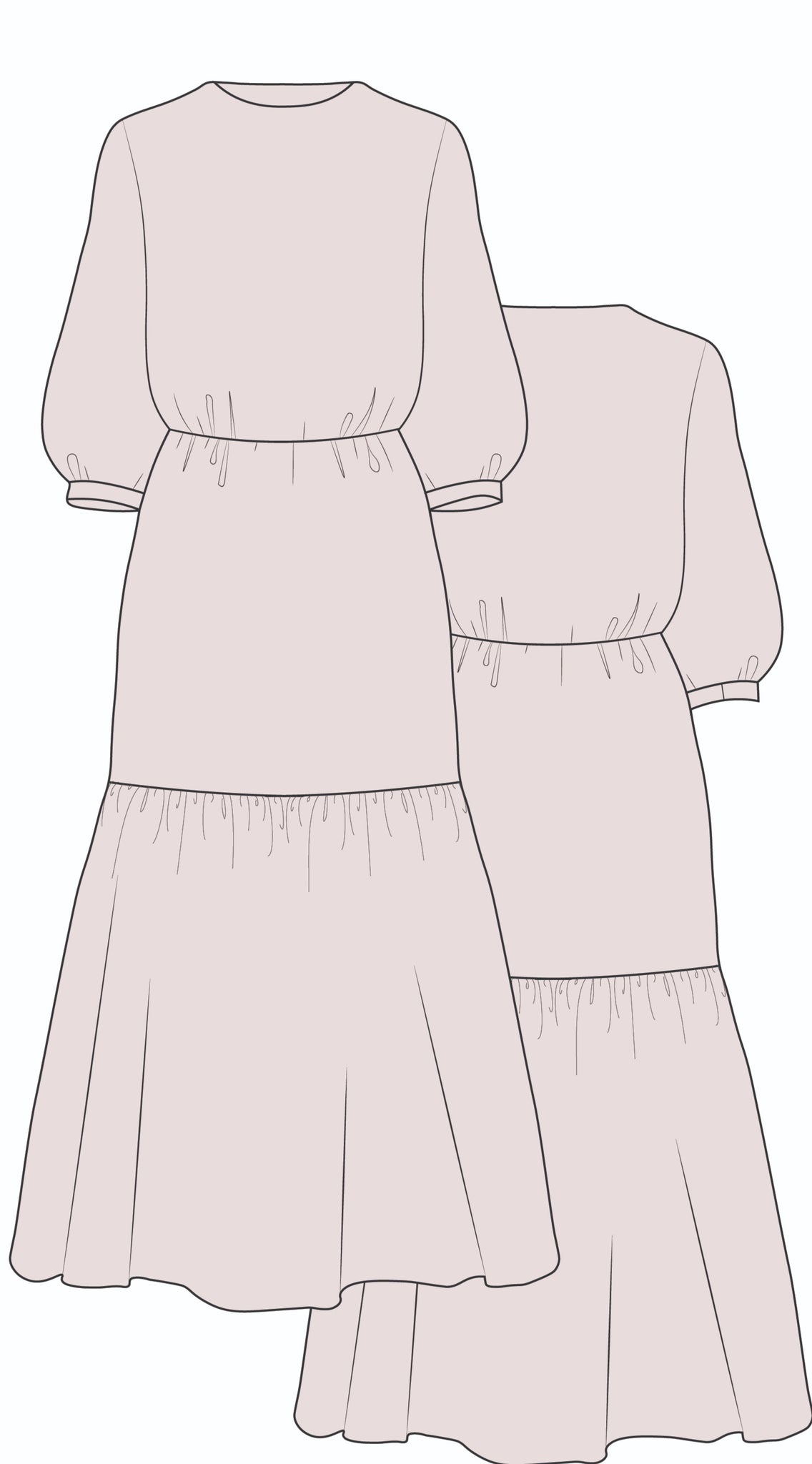 Long Sleeve Dress - Technical Drawing Long Sleeve Dress - Technical Drawing