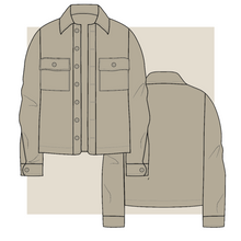 Load image into Gallery viewer, denim jacket technical drawing, denim jacket vector, jacket technical drawing, jacket fashion vector, jacket tech pack, tech pack templates, garment design, custom technical drawings
