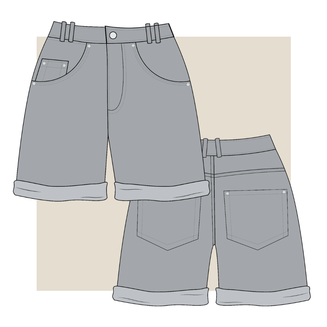Premium Vector | Short pants flat sketch template