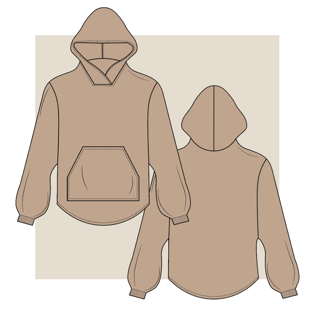 Hoodie Technical Drawing  Fashion Vector