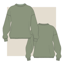 Load image into Gallery viewer, technical drawing, crew jumper, fashion illustration, fibr, unisex jumper drawing, tech pack australia, tech pack apparel, slow fashion, fast fashion
