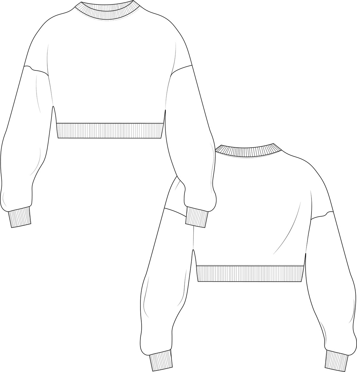 cropped jumper technical drawing, cropped jumper, technical drawings, tech pack drawing, jumper tech pack, cropped jumper technical drawing, fashion vector, fashion design, sydney fashion designer