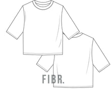 Load image into Gallery viewer, vector image, technical drawing, t shirt drawing, fashion illustration, fibr, tech pack, cropped tee, tech pack apparel
