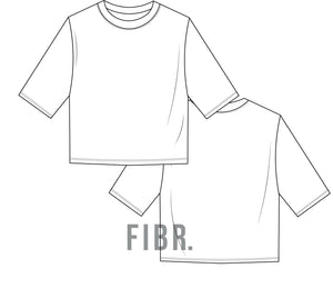 vector image, technical drawing, t shirt drawing, fashion illustration, fibr, tech pack, cropped tee, tech pack apparel
