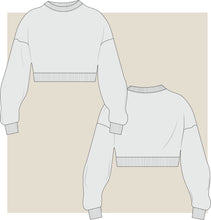 Load image into Gallery viewer, cropped jumper technical drawing, cropped jumper, technical drawings, tech pack drawing, jumper tech pack, cropped jumper technical drawing
