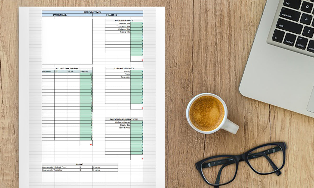 fashion costing sheet, costing template, fashion template. cost sheet, fashion tech pack, fashion cost sheet, garment design, apparel production, technical drawing, tech pack fashion