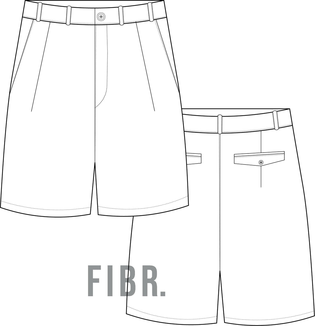 technical drawing, tailored shorts, fashion illustration, fibr, transparent drawing, tech pack, shorts technical drawing