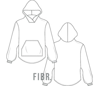 technical drawing, hoodie drawing, fashion illustration, fibr, tech pack