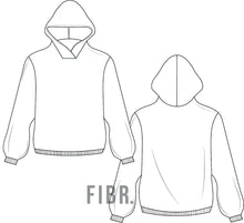 Load image into Gallery viewer, technical drawing, hoodie, fashion illustration, fibr, tech pack
