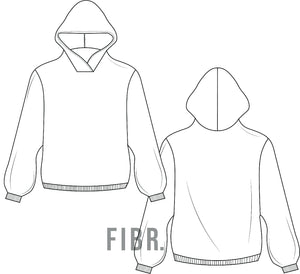 technical drawing, hoodie, fashion illustration, fibr, tech pack
