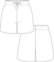 Load image into Gallery viewer, technical drawing, fashion flat, shorts top technical drawing, technical drawing shorts ,relaxed shorts tech pack,  fashion drawing, fashion resources, tech pack, tech pack templates
