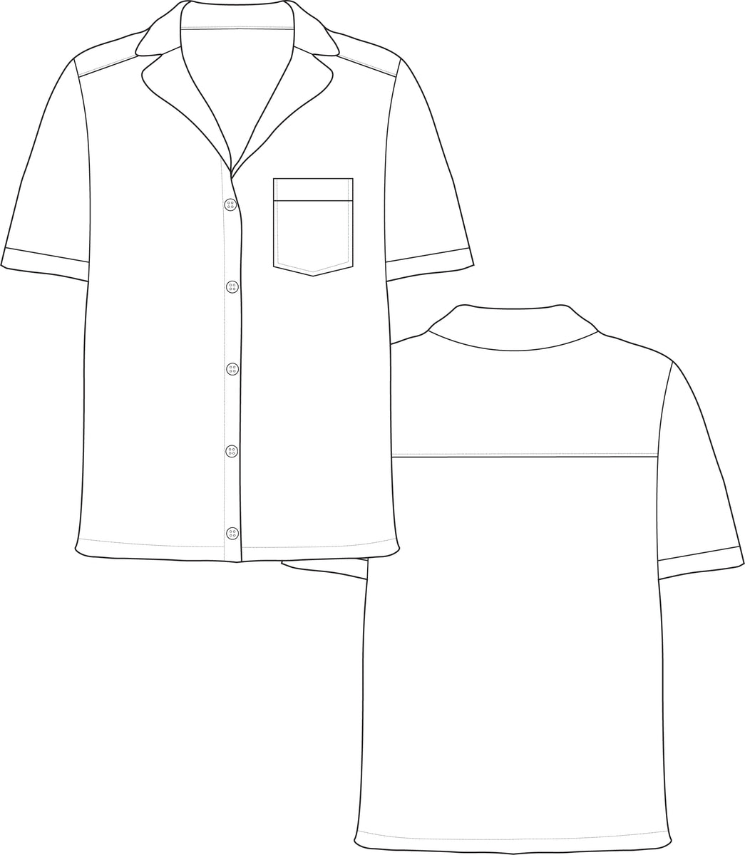 Pajama Top Technical Drawing - PJ Top Vector