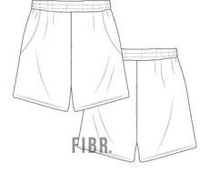 Load image into Gallery viewer, technical drawing, gym shorts, fashion illustration, fibr, tech pack
