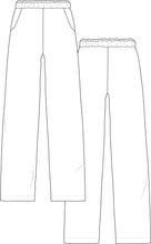 Load image into Gallery viewer, technical drawing, fashion flat, pants top technical drawing, technical drawing pajama pants,relaxed pants tech pack,  fashion drawing, fashion resources, tech pack, tech pack templates
