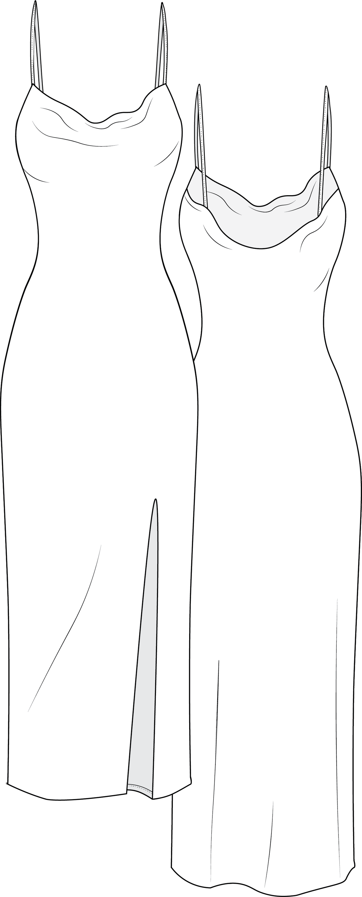 technical drawing, women’s dress technical drawing, women’s dress fashion vector, tech pack download, technical drawing women’s dress, garment design, fashion vector, women’s dress fashion flat, Fibr, fashion, small business, start-up, production, sampling, ruching details, split skirt