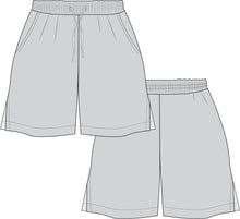Load image into Gallery viewer, technical drawing,active wear tech pack, activewear fashion drawing, activewear design, sports shorts design, short technical drawing, fashion flat, pants top technical drawing, technical drawing pajama pants,relaxed pants tech pack,  fashion drawing, fashion resources, tech pack, tech pack templates
