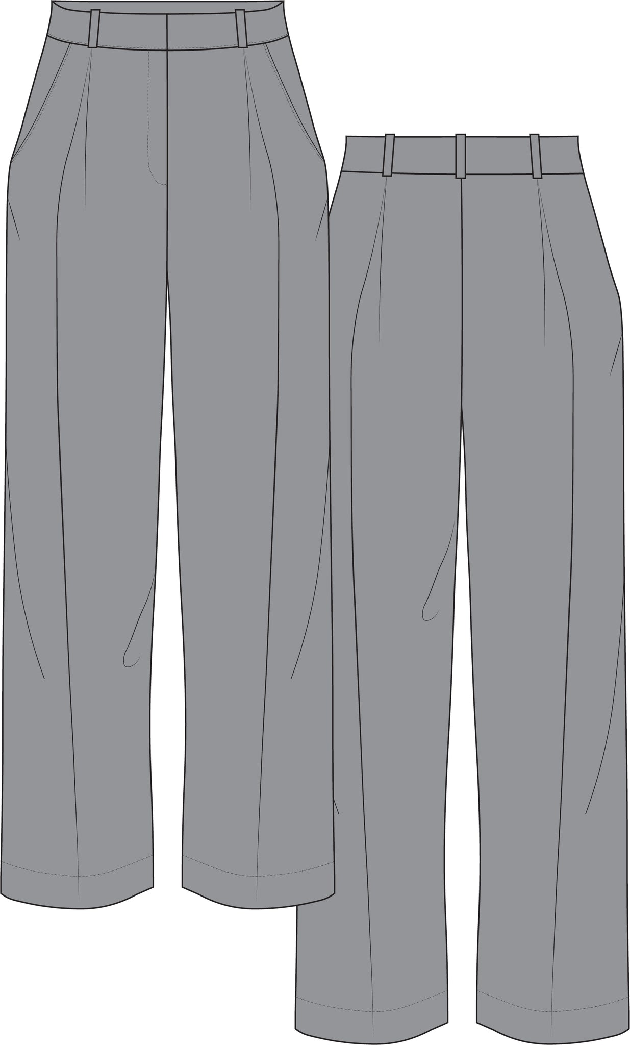 Trousers Fashion Vector - Technical Drawing