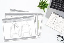 Load image into Gallery viewer, tech pack template, apparel tech pack, tee shirt tech pack, womens tee tech pack, womens shirt technical drawing, womens tee vector, fashion resources, start up fashion, sampling, production, download tech pack, tech pack design, custom tech pack, tech pack template, ai tech pack, fashion advice for small brands

