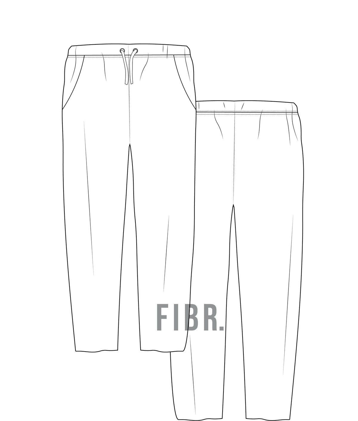 fashion drawing, vector image, track pants, sweat pants, tech pack, fashion tech pack