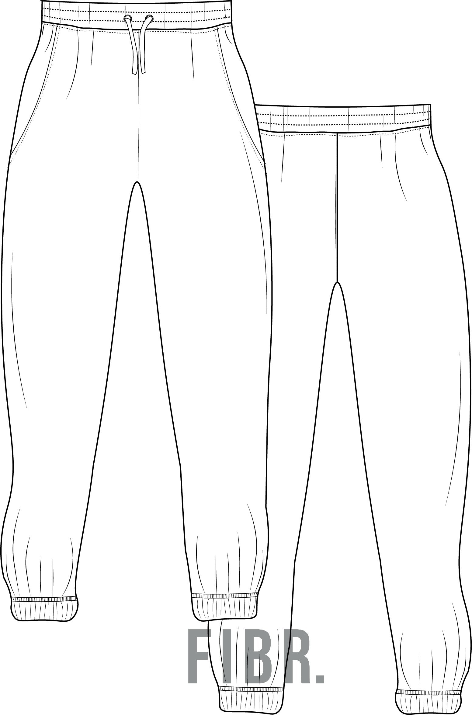 Fitted Track Pants Technical Drawing - FIB-R 
