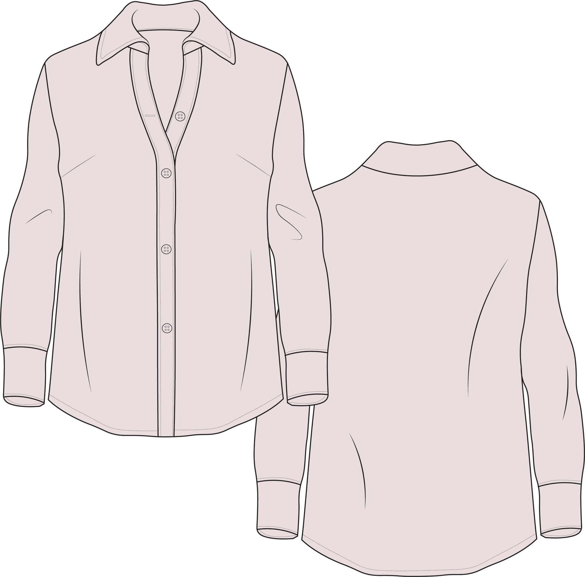 Fashion Technical Drawing Flat Sketch Blouse