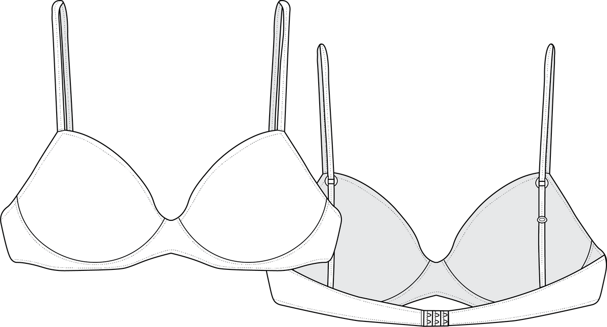 Women's Bra Technical Drawing - Fashion Flat